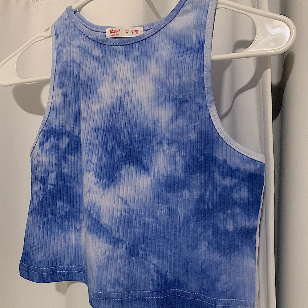 blue tiedye cropped tank
